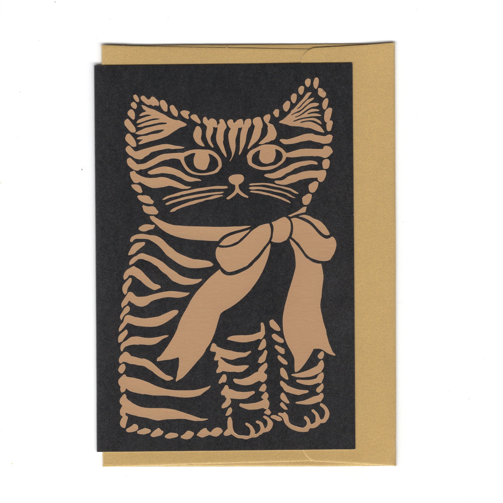 Ribbon cat folding card