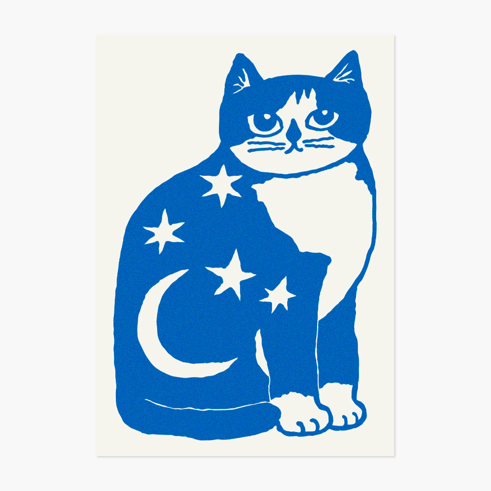 Night cat Riso Print