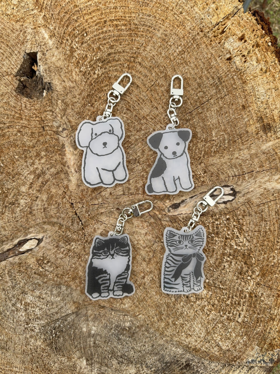 Cat and dog key ring