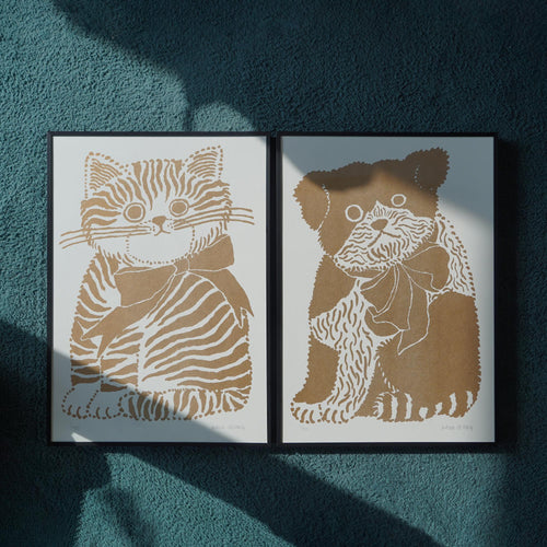 Cat and Dog Riso Print, Limited Edition