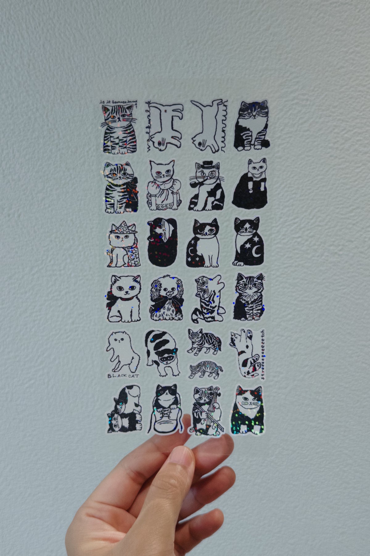 Cat drawings vinyl stickers mini