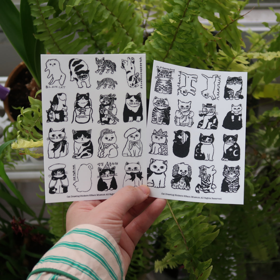 Cat drawings vinyl stickers mini