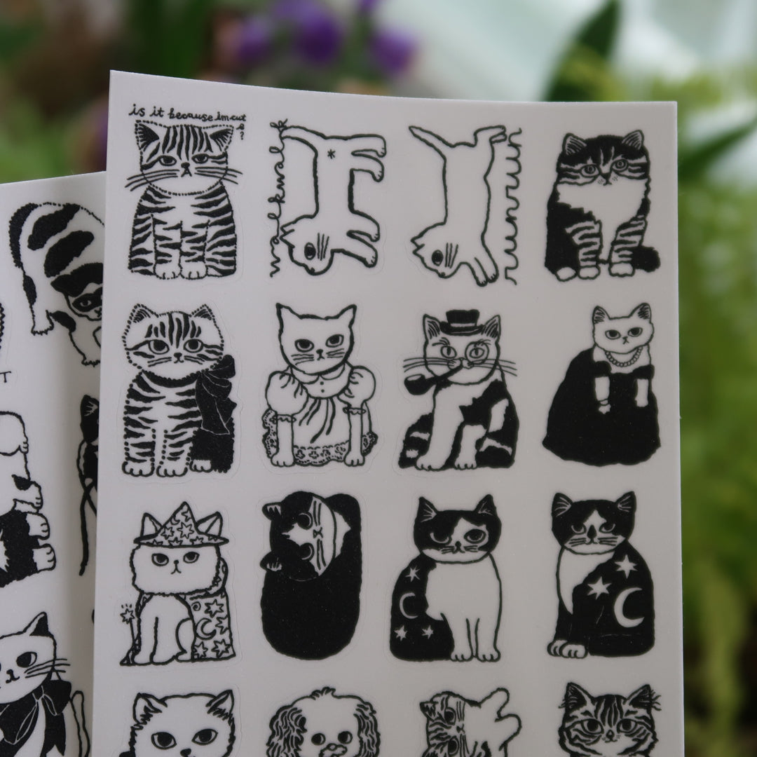 Cat drawings vinyl stickers mini