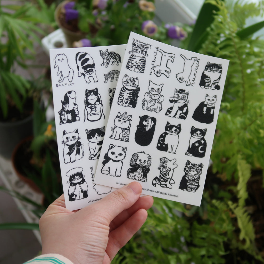 Cat drawings vinyl stickers mini