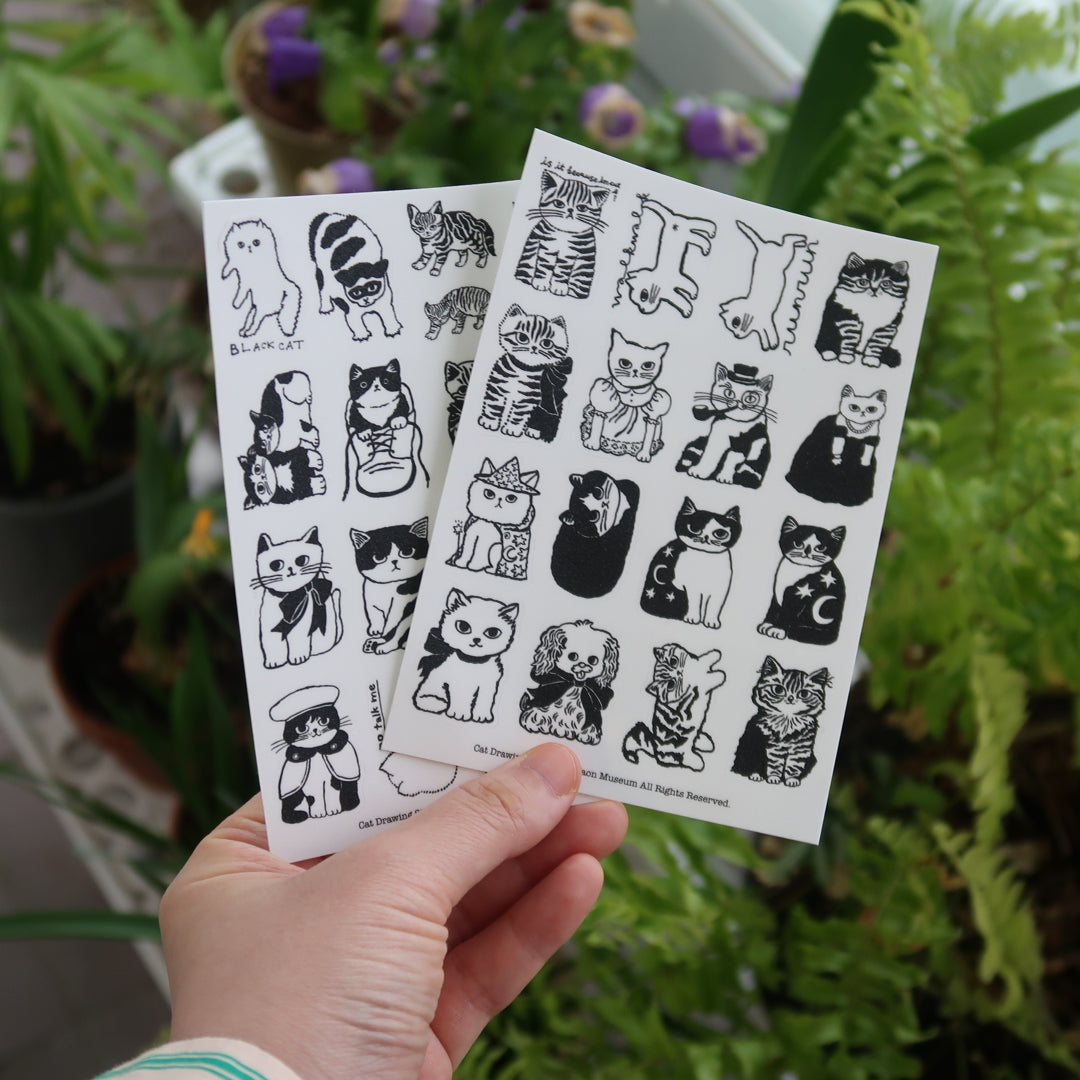 Cat drawings vinyl stickers mini