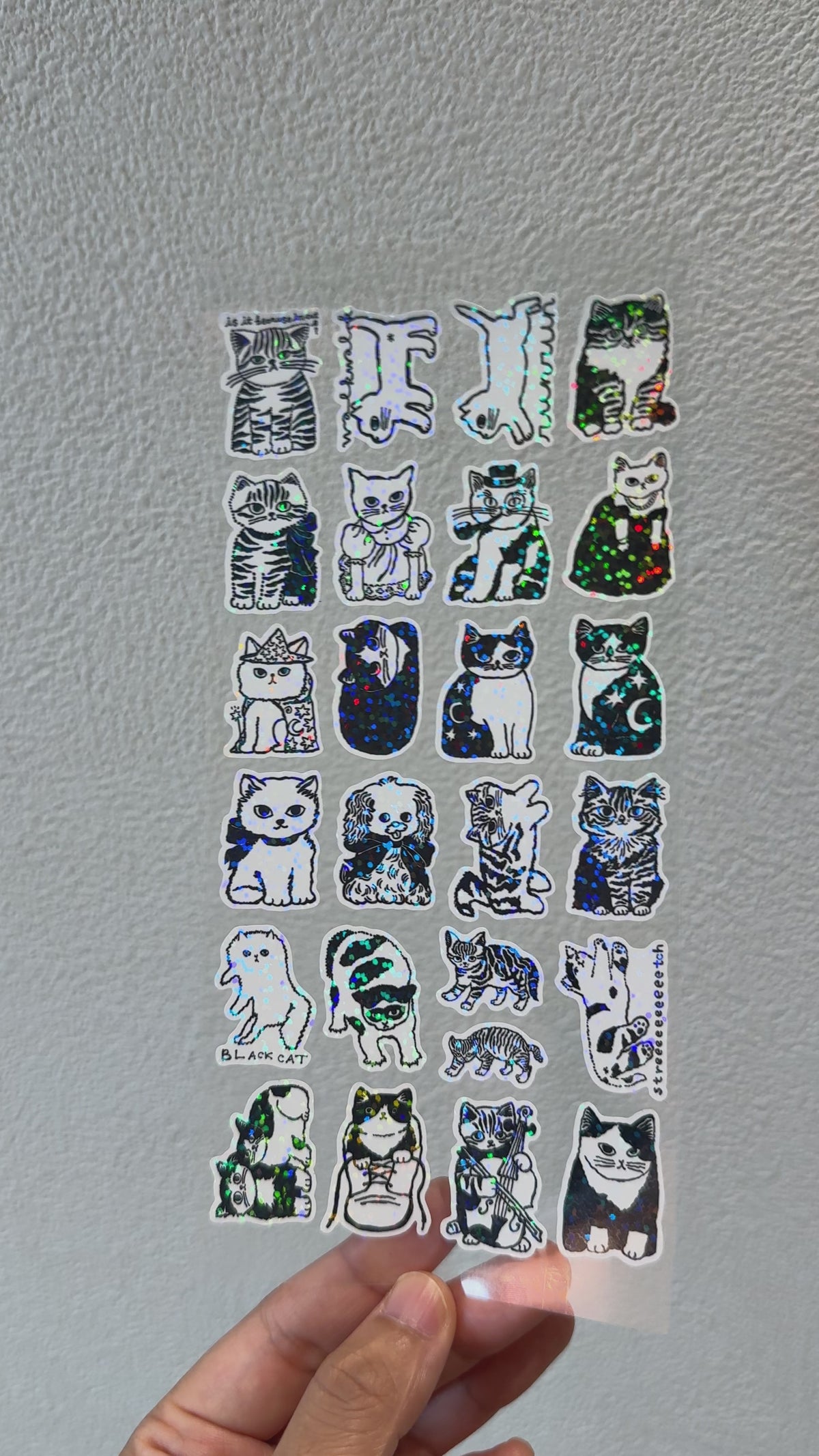 Cat drawings vinyl stickers mini